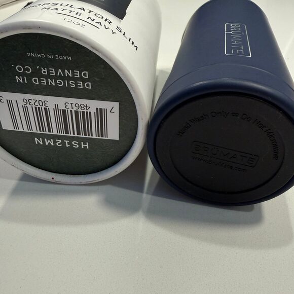 Brumate Hopsulator Slim Can Cooler Tumbler 12 oz Drink Holder Matte Navy Blue - Picture 4 of 6